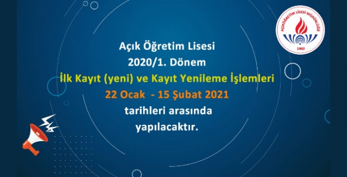 Açıköğretim Lisesi yeni kayıt ve kayıt yenileme başladı