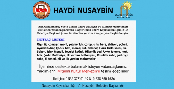 Depremzedeler için Nusaybin'de yardım kampanyası başladı