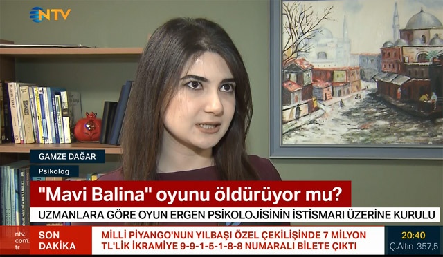 Psikolog Dağar, Ergen Oyun bağımlılığı konusundan NTV'ye röportaj verdi