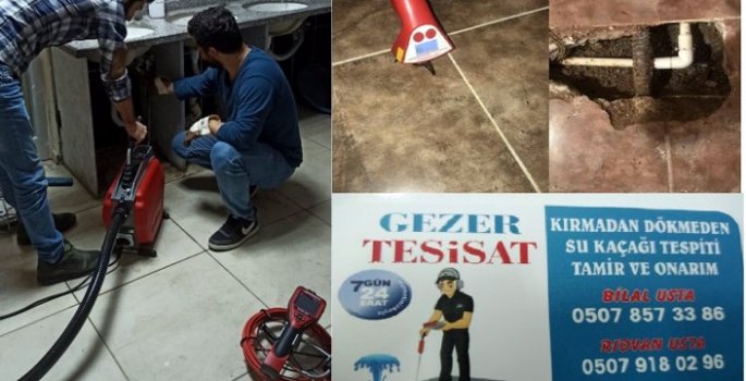 Gezer Tesisat kırmadan, dökmeden su kaçak tespiti