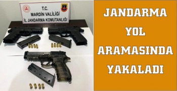 Jandarma yol aramasında 3 tabanca yakaladı