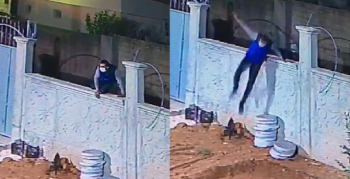 Nusaybin'de evin avlusuna giren hırsız güvenlik kameralarına yansıdı