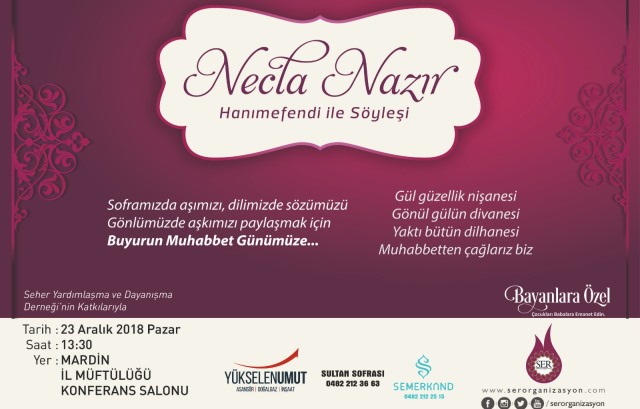 Necla Nazır söyleşi için Mardin'e geliyor