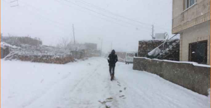 Nusaybin Bagok Dağında yoğun kar yağışı