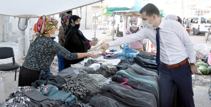 Nusaybin Çarşamba Pazarında Kovid-19 denetimi