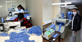 Nusaybin'de 3 katlı cerrahi maske üretimine başlandı