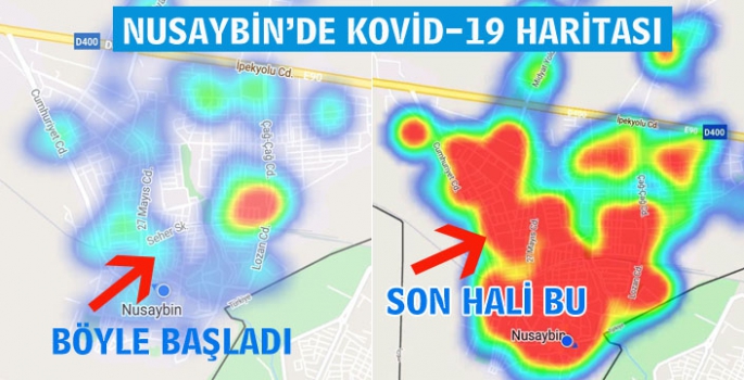 Nusaybin'de gün gün Kovid-19 yayılma haritası