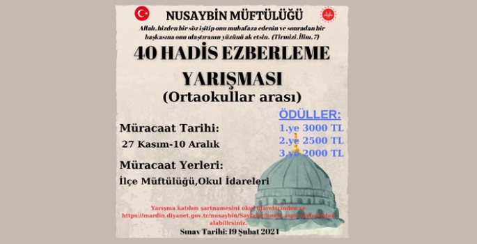 Nusaybin'de Ortaokullar arası 40 Hadis ezberleme yarışması