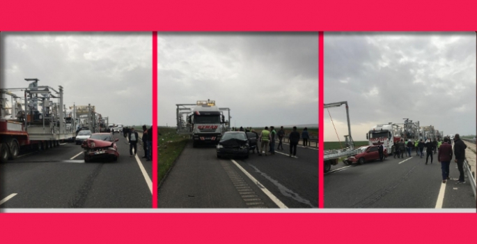 Nusaybin'de petrol platformunun karıştığı kazada 3 araç kullanılmaz hale geldi
