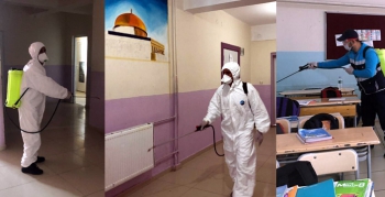 Nusaybin'de tüm okullar dezenfekte edilerek yıkandı