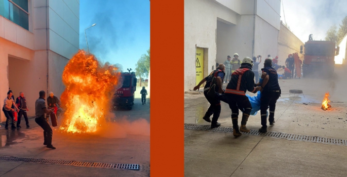 Nusaybin Devlet Hastanesinde yangın tatbikatı