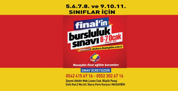 Nusaybin Final Kurumları Bursluluk Sınavı düzenliyor