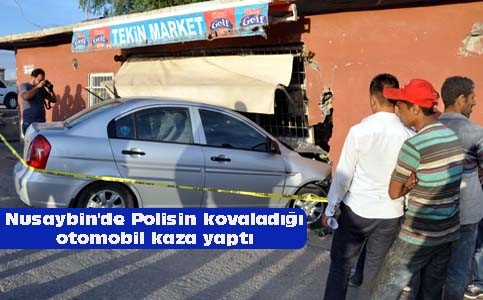 Nusaybin'de Polisin kovaladığı otomobil kaza yaptı