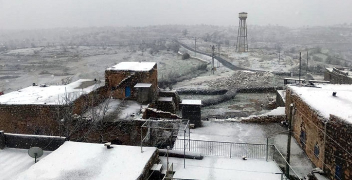 Nusaybin kırsalına yılın ilk karı yağdı