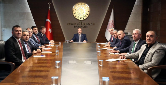 Nusaybin Ticaret Borsası, OSB için Sanayi Bakanı Varank'ı ziyaret etti